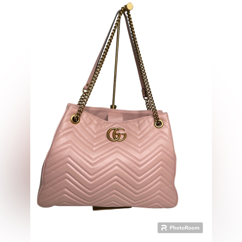 Gucci Marmont GG Quilted Matelasse Blush Tote